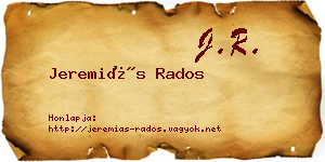 Jeremiás Rados névjegykártya
